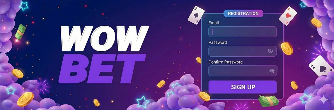 WOWBet sign-up screen with contact fields and password box